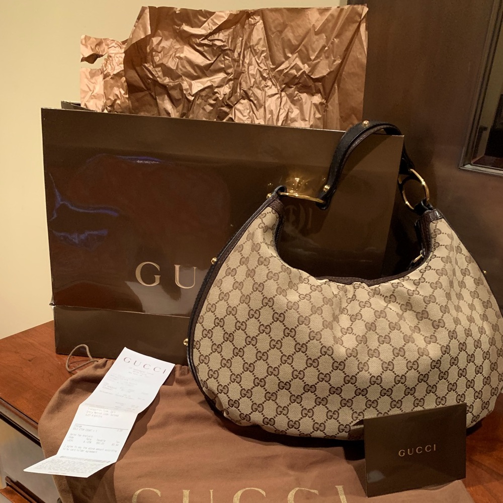 Authentic Gucci Interlocking GG Canvas Hobo Bag